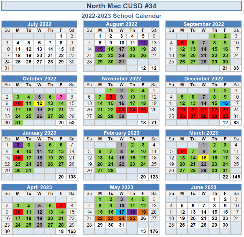 North Mac Schools - School Year Calendar